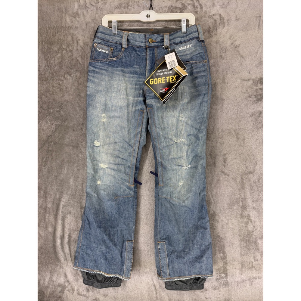 Burton The‎ Jean Gore-Tex Snowboard Pants Womens S Denim Blue Print 244636 NEW